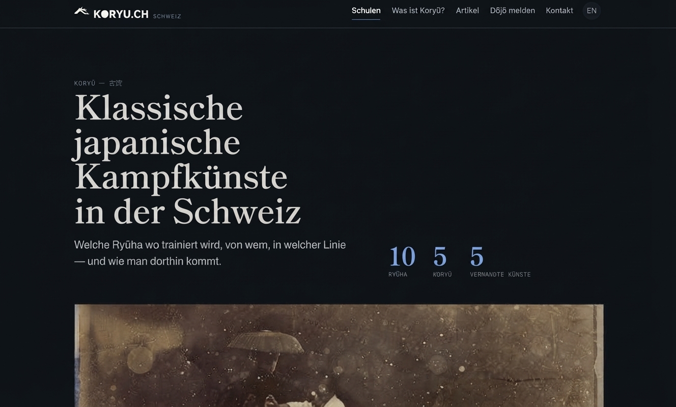Die Webseite Koryu.ch wurde komplett überarbeitet